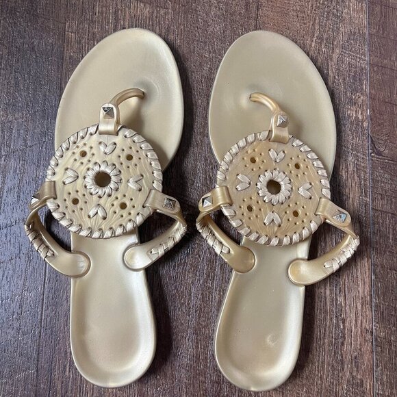 Jack Rogers Shoes - Jack Rogers Gold Jelly Flip Flop Sandals Size 7